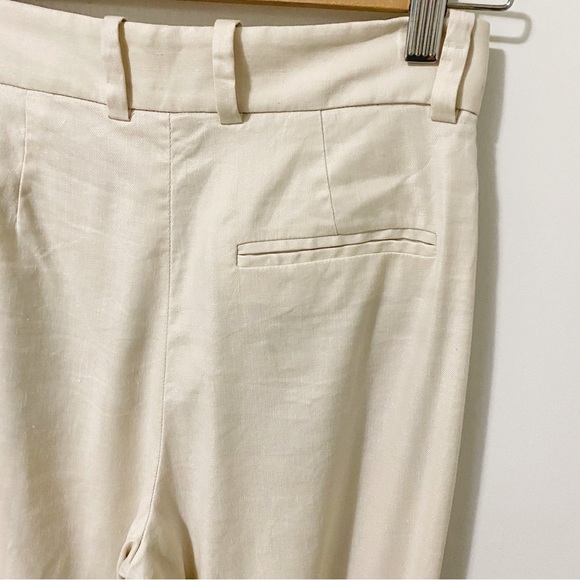 Aritzia Babaton Sidiki Cream Linen Wide Leg High Rise Pant size 2 - Picture 7 of 16